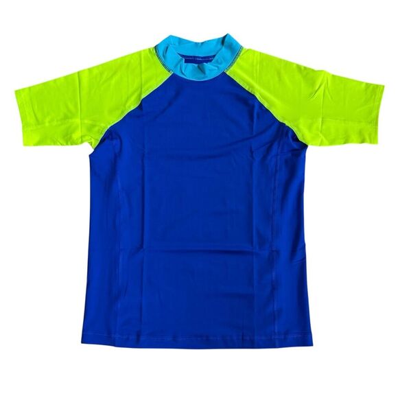 Land’s End Blue Yellow Swim Top Rash Guard Boys Size XL 14H-16H - Picture 1 of 4